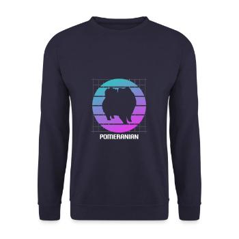 Retro Pommern Hundeliebhaber - Unisex Pullover - Navy - Vorne - Alina (178cm) & Michal (187cm)