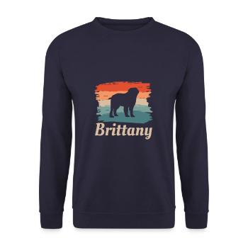 Vintage Retro Brittany Dog Lover - Unisex Sweatshirt - navy - Front - Alina (178cm) & Michal (187cm)