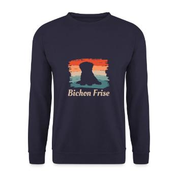 Vintage Retro Bichon Frise Dog Lover - Sweat-shirt Unisexe - marine - Devant - Alina (178cm) & Michal (187cm)