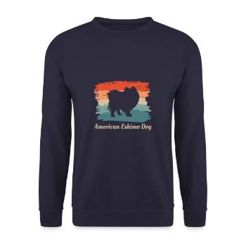 Vintage Rétro American Eskimo Dog Lover - Sweat-shirt Unisexe - marine - Devant - Alina (178cm) & Michal (187cm)