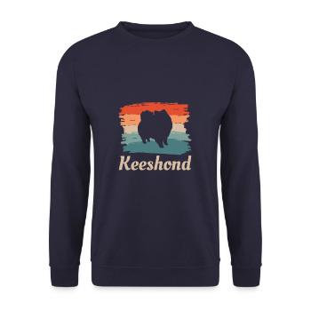 Vintage Retro Keeshond Hundeliebhaber - Unisex Pullover - Navy - Vorne - Alina (178cm) & Michal (187cm)