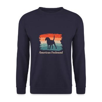Amant de chien foxhound américain rétro vintage - Sweat-shirt Unisexe - marine - Devant - Alina (178cm) & Michal (187cm)