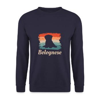Vintage Retro Bolognese Dog Lover - Unisex Sweatshirt - navy - Front - Alina (178cm) & Michal (187cm)