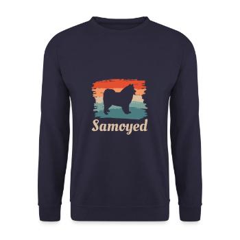 Vintage Retro Samoyède Dog Lover - Sweat-shirt Unisexe - marine - Devant - Alina (178cm) & Michal (187cm)