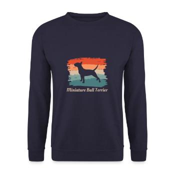 Vintage Retro Miniatur Bullterrier Hund - Unisex Pullover - Navy - Vorne - Alina (178cm) & Michal (187cm)