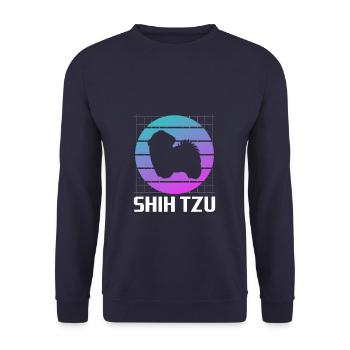 Retro Shih Tzu Dog Lover - Unisex Sweatshirt - navy - Front - Alina (178cm) & Michal (187cm)
