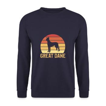Amant de chien Dogue Allemand rétro vintage - Sweat-shirt Unisexe - marine - Devant - Alina (178cm) & Michal (187cm)