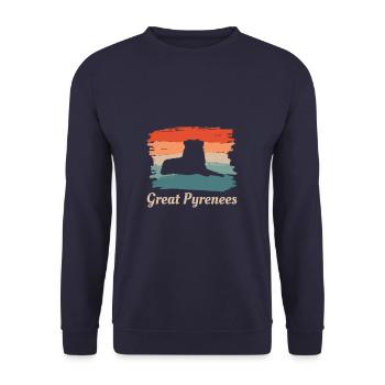 Vintage Retro Great Pyrenees Dog Lover - Unisex Sweatshirt - navy - Front - Alina (178cm) & Michal (187cm)