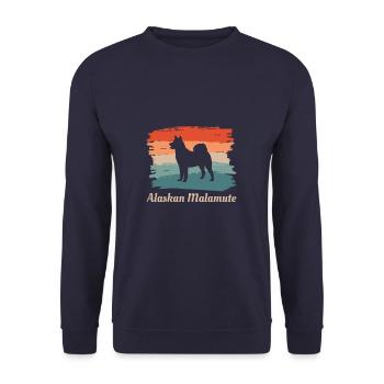 Amoureux des chiens Malamute d'Alaska rétro vintage - Sweat-shirt Unisexe - marine - Devant - Alina (178cm) & Michal (187cm)