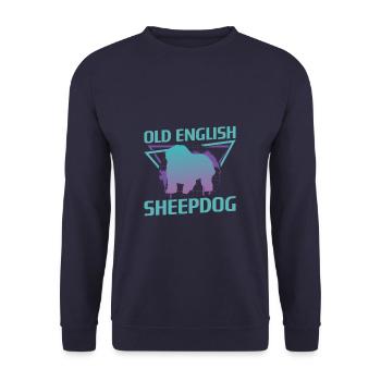Retro alter englischer Schäferhund-Hundeliebhaber - Unisex Pullover - Navy - Vorne - Alina (178cm) & Michal (187cm)