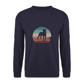 Vintager Retro Rottweiler Rottweiler-Hund - Unisex Pullover - Navy - Vorne - Alina (178cm) & Michal (187cm)