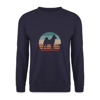 Retro Shiba Inu Hundeliebhaber - Unisex Pullover - Navy - Vorne - Alina (178cm) & Michal (187cm)