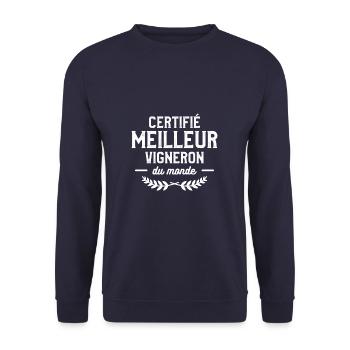 Certifié Meilleur Vigneron Du Monde Viticole - Sweat-shirt Unisexe - marine - Devant - Alina (178cm) & Michal (187cm)