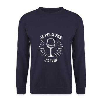 Je Peux Pas J'ai Vin Viticole Vigneron - Sweat-shirt Unisexe - marine - Devant - Alina (178cm) & Michal (187cm)