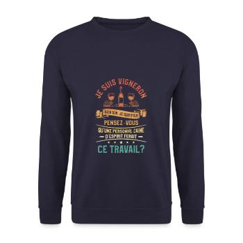 Je Suis Vigneron Bien Sur Je Suis Fou Viticole - Sweat-shirt Unisexe - marine - Devant - Alina (178cm) & Michal (187cm)