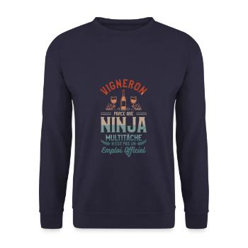 Vigneron Parce Que Ninja Multitâche N'est Pas Un - Sweat-shirt Unisexe - marine - Devant - Alina (178cm) & Michal (187cm)