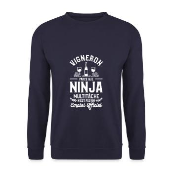 Vigneron Parce Que Ninja Multitâche N'est Pas Un - Sweat-shirt Unisexe - marine - Devant - Alina (178cm) & Michal (187cm)