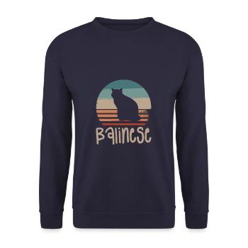Vintage Retro Balinase Cat Lover - Sweat-shirt Unisexe - marine - Devant - Alina (178cm) & Michal (187cm)