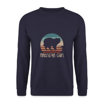 Vintage Retro American Curl Cat Lover - Sweat-shirt Unisexe - marine - Devant - Alina (178cm) & Michal (187cm)