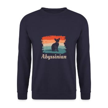Vintage Retro Abessinian Katzenliebhaber - Unisex Pullover - Navy - Vorne - Alina (178cm) & Michal (187cm)