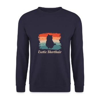 Vintage Rétro Exotic Shorthair Cat Lover - Sweat-shirt Unisexe - marine - Devant - Alina (178cm) & Michal (187cm)