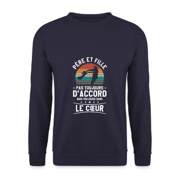 Pere Et Fille Pas Toujours D'Accord Mais Toujours - Sweat-shirt Unisexe - marine - Devant - Alina (178cm) & Michal (187cm)