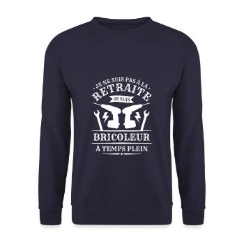 Je Ne Suis Pas À La Retraite Je Suis Bricoleur À - Sweat-shirt Unisexe - marine - Devant - Alina (178cm) & Michal (187cm)