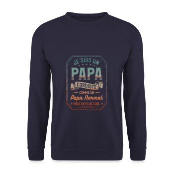 Je Suis Un Papa Cordiste Comme Un Papa Normal - Sweat-shirt Unisexe - marine - Devant - Alina (178cm) & Michal (187cm)