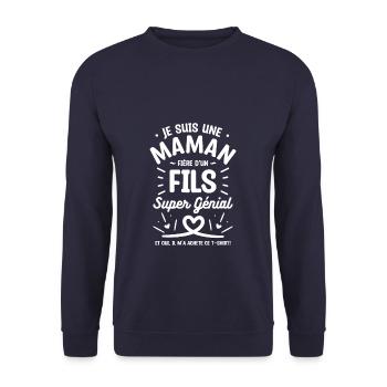 Je Suis Une Maman Fière D'Un Fils Super Génial - Sweat-shirt Unisexe - marine - Devant - Alina (178cm) & Michal (187cm)