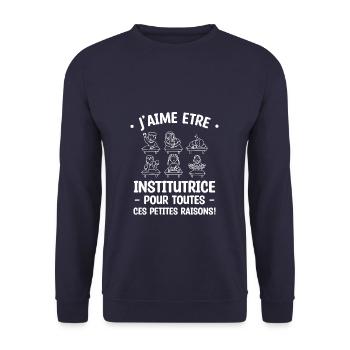 J'aime Etre Institutrice Pour Toutes Ces Petites - Sweat-shirt Unisexe - marine - Devant - Alina (178cm) & Michal (187cm)