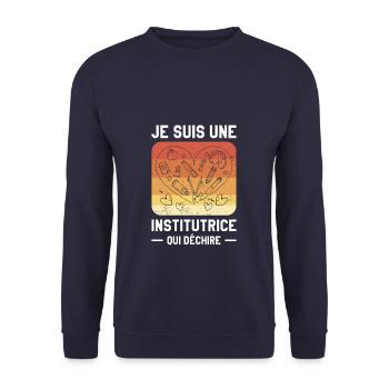Je Suis Une Institutrice Qui Déchire Enseignant - Sweat-shirt Unisexe - marine - Devant - Alina (178cm) & Michal (187cm)