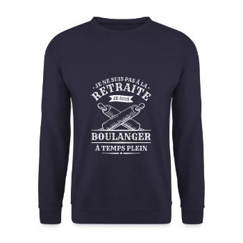 Je Ne Suis Pas À La Retraite Je Suis Boulanger À - Sweat-shirt Unisexe - marine - Devant - Alina (178cm) & Michal (187cm)