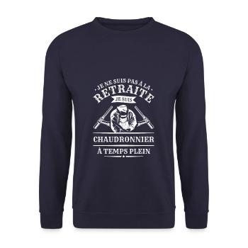 Je Ne Suis Pas À La Retraite Je Suis Chaudronnier - Sweat-shirt Unisexe - marine - Devant - Alina (178cm) & Michal (187cm)