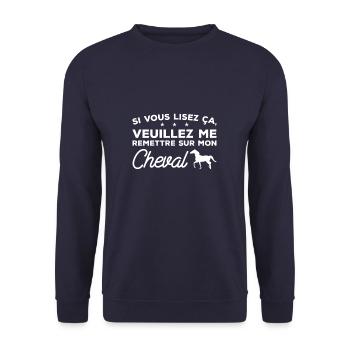 Si Vous Lesiz Ça Veuillez Me Remettre Sur Mon - Sweat-shirt Unisexe - marine - Devant - Alina (178cm) & Michal (187cm)
