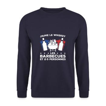 J'aime Le Whiskey Les Barbecues Et 2-3 Personnes - Sweat-shirt Unisexe - marine - Devant - Alina (178cm) & Michal (187cm)