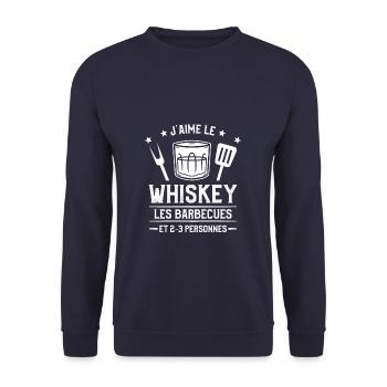 J'aime Le Whiskey Les Barbecues Et 2-3 Personnes - Sweat-shirt Unisexe - marine - Devant - Alina (178cm) & Michal (187cm)