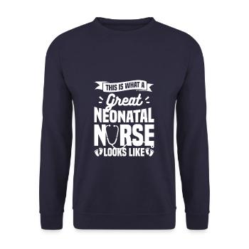 This Is What A Great Neonatal Nurse Looks Like - Unisex Sweatshirt - navy - Front - Alina (178cm) & Michal (187cm)