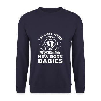 Ich bin nur hier, um über Neugeborene NICU zu sprechen - Unisex Pullover - Navy - Vorne - Alina (178cm) & Michal (187cm)