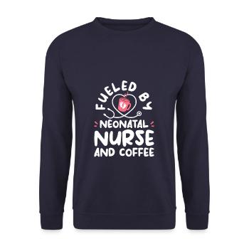 Fueled By Neonatal Nurse And Coffee NICU Nurses RN - Unisex Sweatshirt - navy - Front - Alina (178cm) & Michal (187cm)