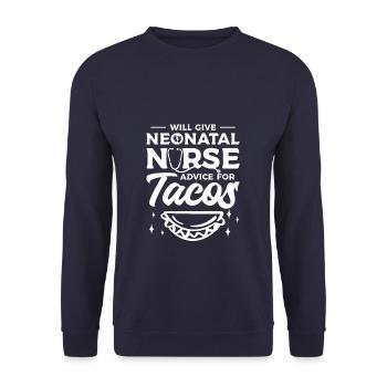 Wird Neugeborenenkrankenschwester Ratschläge für Tacos NICU geben - Unisex Pullover - Navy - Vorne - Alina (178cm) & Michal (187cm)
