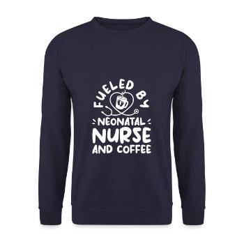 Fueled By Neonatal Nurse And Coffee NICU Nurses RN - Unisex Sweatshirt - navy - Front - Alina (178cm) & Michal (187cm)