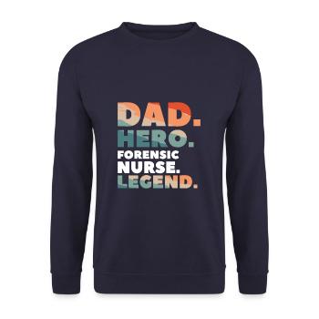 Papa Héros Infirmier médico-légal Légende Infirmières IA - Sweat-shirt Unisexe - marine - Devant - Alina (178cm) & Michal (187cm)