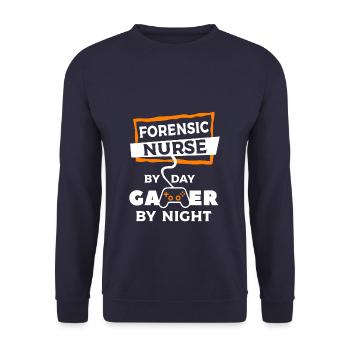 Infirmière médico-légale de jour Gamer de nuit Infirmières IA - Sweat-shirt Unisexe - marine - Devant - Alina (178cm) & Michal (187cm)