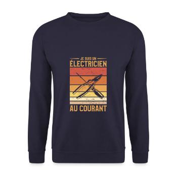 Je Suis Un Électricien Au Courant Électrique - Unisex Pullover - Navy - Vorne - Alina (178cm) & Michal (187cm)