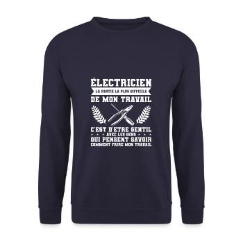 Electricien La Partie La Plus Difficile De Mon - Unisex Pullover - Navy - Vorne - Alina (178cm) & Michal (187cm)