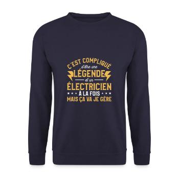 C'est Compliqué D'Etre Une Légende Et Un - Unisex Pullover - Navy - Vorne - Alina (178cm) & Michal (187cm)