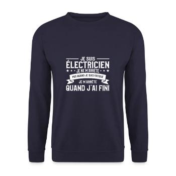 Je Suis Électricien Je Ne M'Arrête Pas Quand Je - Unisex Pullover - Navy - Vorne - Alina (178cm) & Michal (187cm)