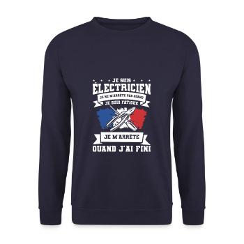 Je Suis Électricien Je Ne M'Arrête Pas Quand Je - Unisex Pullover - Navy - Vorne - Alina (178cm) & Michal (187cm)