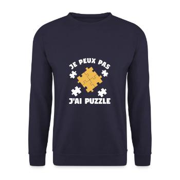 Je Peux Pas J'ai Puzzle - Unisex Pullover - Navy - Vorne - Alina (178cm) & Michal (187cm)