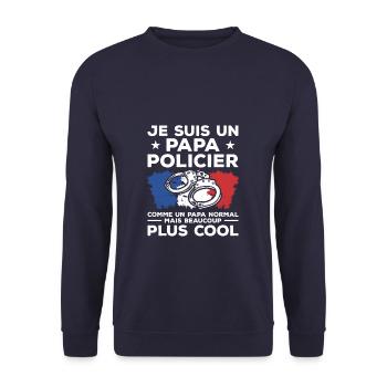 Je Suis Un Papa Policier Comme Un Papa Normal - Unisex Pullover - Navy - Vorne - Alina (178cm) & Michal (187cm)